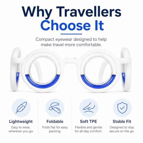 Motion Sickness Glasses, Liquid Ring Lens, Foldable Travel Design, Blue — view 2