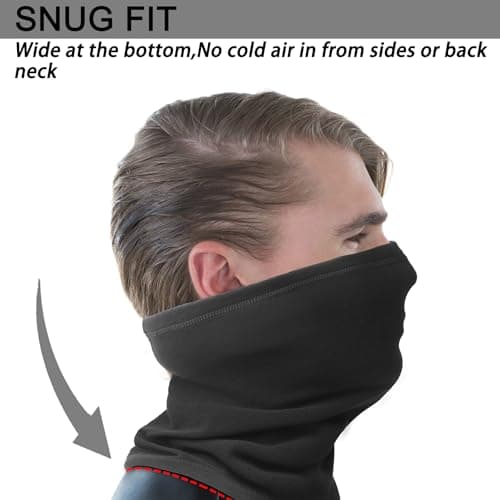 Oscenny Snood,Soft Windproof Breathable Stretchy Thermal Fleece Snood Neck Warmer Face Mask Cover Scarf Quick Dry for Cycling,Motorcycle,Running,Work for Cold Windy Weather Winter(Black) — view 4