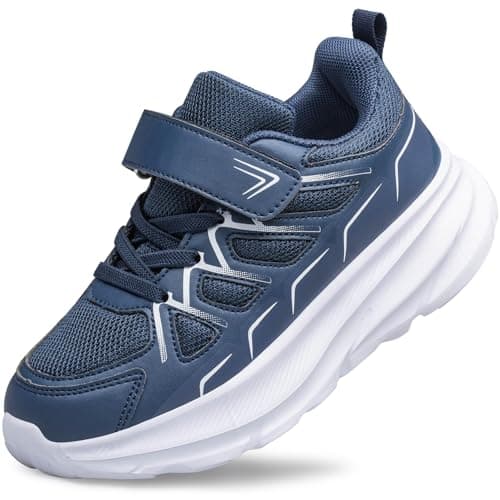 HOIYHEK Kids Trainers for Running Boys Girls School Tennis Shoes Slip ins Unisex Sneakers Navy Blue Big Kid Size 1.5