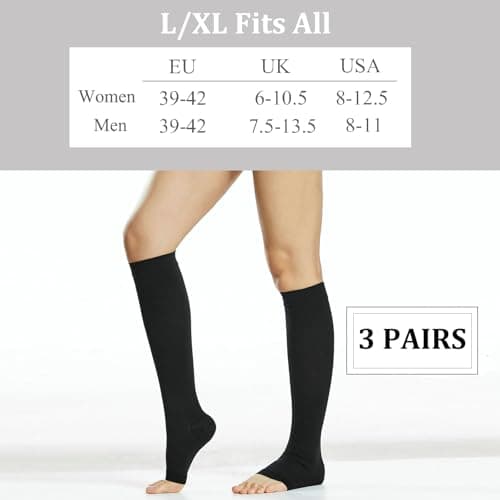 KEYRI 3 Pairs Flight Compression Socks, Toeless Support Socks Open Toe — view 2