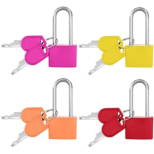 Flintronic 4 Pack Suitcase Lock with Key Small Padlock Luggage Lock Travel Lock Backpack Lock, Color Metal Padlock with Key, Small Padlock for Travel Backpack Play Fitness