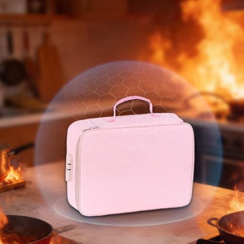 HMifjUM Fireproof Document Box, Waterproof File Organiser Box, Safe Portable Home Fire Lockable Storage Boxes, Collapsible Travel Document Holder, File Storage Boxs with Inserts Bags and Zipper (PK) — view 3