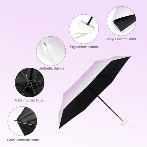 Aolso Mini Umbrella with UPF50+ Protection, 6 Ribs Windproof Strong Travel Umbrella,UV Umbrellas with Capsule Case,Compact Folding Umbrellas for Men Women-Gradient Purple — view 5