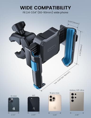 Lamicall Motorcycle Bike Phone Holder - 【1s Quick Release】 Universal Motorbike Phone Mount, Bicycle Handlebar Ends Clamp for iPhone 17 16 15 14 Pro Max Plus Air, Samsung S25 Ultra, All Phones - Blue — view 5