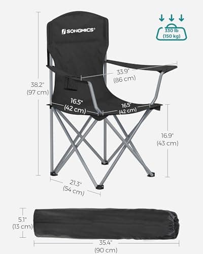 SONGMICS Set of 2 Folding Camping Chairs, Max. Load Capacity 150 kg — view 3