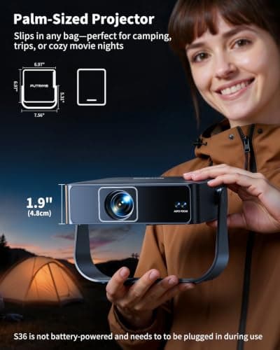 Smart Projector [Compatible with Netflix/Disney/Live TV & 330° Rotatable] Mini Portable Projector 4K Auto Focus& 6D Keystone, PUTRIMS 1080p Projectors WiFi Bluetooth for Home Outdoor Garden — view 3
