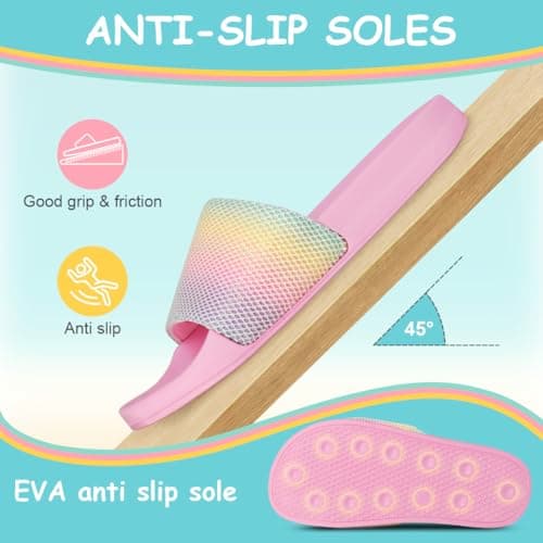 AOOWU Kids Sliders, Boys Girls House Slippers, Summer Beach Pool Slide Sandals, Shower Shoes, Soft EVA Slide Sandals for Indoor Outdoor, Lightweight Flip Flops — view 5