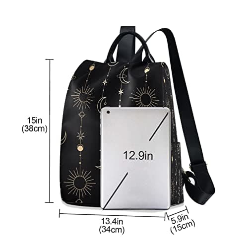 Mnsruu Sun Moon Stars Witch Anti-Theft Backpack for Women Fashion Purse Bag Travel Shoulder Bag Rucksack School Back Pack — view 3
