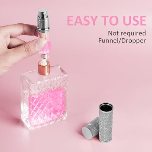 LOPHE Perfume Travel Bottle, 5ML Luxurious Perfume Atomiser Refillable, Shining Perfume Spray Bottle, Easy to Refill Perfume Atomiser for Women Men (Plaid Grey) — view 3