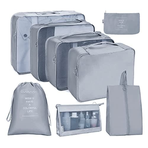 OSDUE Packing Cubes for Suitcase, 8PCS Thickening Travel Organiser Packing Bags Lightweight Travel Accessories Organizers Essentials Clothes Shoes Cosmetics Toiletries Storage Bags