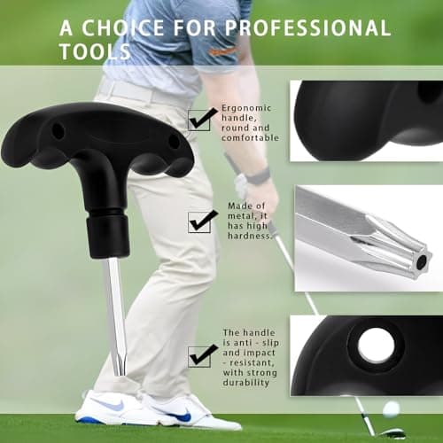 Golf Torque Wrench, Portable Stainless Steel Golf Wrench Tool with Plastic Handle Handheld, Adjustment Golf Club Driver Shaft Adapter Torque Tool Essential Accessory (Black) — view 6