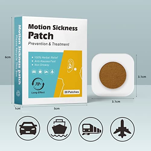 Motion Sickness Patches, Anti Nausea Sea Sickness Patch,Relieve Vomiting, Nausea, Dizziness Resulted from Travel of Cars, Ships, Airplanes, Fast Acting and No Side Effects (20count) — view 3