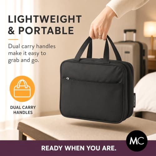 Kids Travel Organizer - Multi-Compartment, Water-Resistant Hanging Bag for Toys, Snacks, & Activities - Compact, Lightweight Design with Hook & Carry Handle - Perfect for Travel Use (Black, Large) — view 6