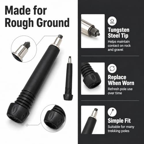 4 Pack Carbon Steel Trekking Pole Replacement Tips M10/M12 for Hiking — view 4