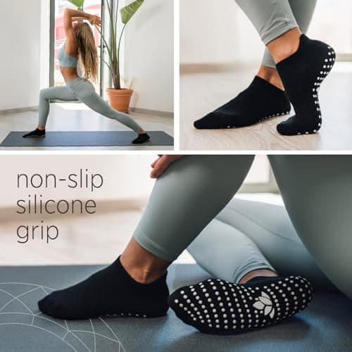 3 Pairs Pilates Grip Socks for Women, Non Slip Yoga Socks, UK 4-8 — view 4