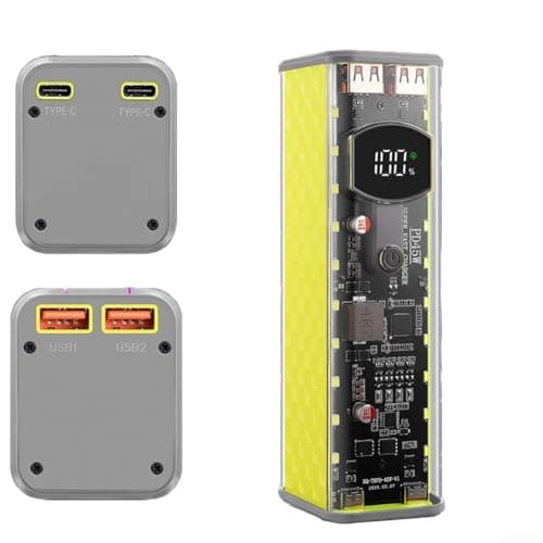 CWOQOCW 22 5W Power Bank Case Portable with Transparent Shell and Solder DIY Assembly, Compatible with Batteries and Features Multi Port Stable Output and Safety (yellow 22.5W) — view 6