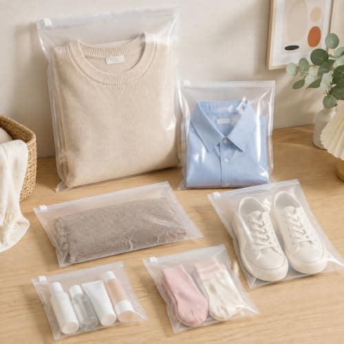 25Pcs Reusable Zip Lock Bags, 5Sizes Waterproof Travel Clothes Storage Bags — view 2