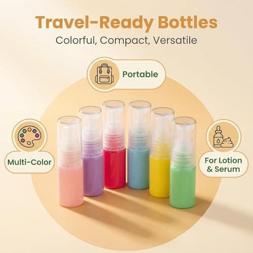6Pcs Macaron Color Empty Refillable Cream Lotion Pump Bottle Portable Travel Cosmetic Bottles Container Pot for Shower Gel Serums Body Lotion Shampoo Toiletries Liquid Containers (10ML) — view 5