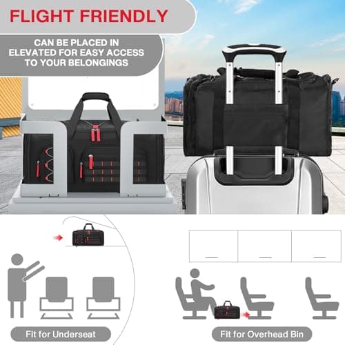 35L Gym Bag with Shoe Compartment, Dry & Wet Separation Overnight Bag-Black — view 4
