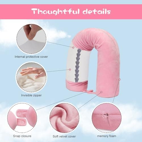 EPROICKS Travel neck pillow Twist, Travel Cushion for Airplane, Flight Pillows for Long Haul Flights, Memory Foam Neck Support for adults, accessories (pink) — view 5