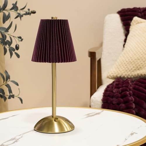 OHS Rechargeable USB Cordless Table Lamp, Cordless Battery Lamp Decorative Portable LED Light Bedside Table Lamps for Bedroom Living Room Home Office, Burgundy — view 3