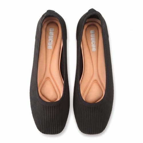 DUUCUB Women's Flats Shoes Women Comfortable Dress Shoes Squared Toe Flats Ballet Mesh Knit Flat Dressy Slip on Business Casual Shoes for Women Black Size 7