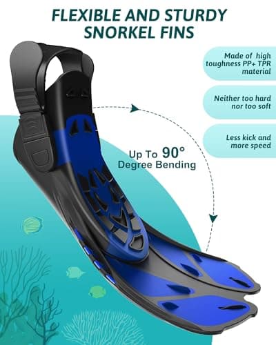 Lealinga Snorkel Set Adults, Full Face Snorkel Mask with Flippers — view 6