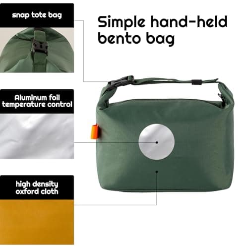 SUOXU Insulated Lunch Bag Leak Proof Thermal Lunch Tote for Adults Kids - Large Capacity Water Resistant Cooler Bag for Work, School, Picnic & Travel (Army Green) — view 4