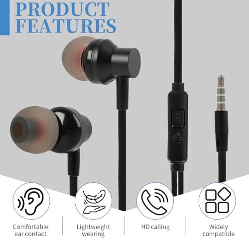 JiangZShangM 2 PCS 3.5mm Wired Earphones with Microphone, In Ear Headphones Wired for Clear Sound and Noise Isolation, Comfortable Wired Earbuds for Music Calls Travel and Daily Use — view 5