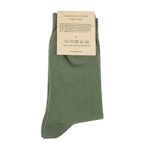 ZAKIRA Combed Cotton Dress Socks - Plain Colour Business Crew Socks for Men & Women, Soft Breathable Cotton, 6-10 (UK), Army Green — view 6
