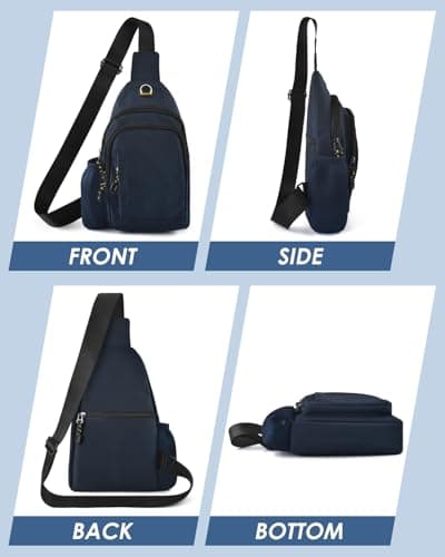 BROTOU Unisex Crossbody Shoulder Bag, Waterproof Chest Bag with Small Side Mesh Bag and USB Hole, Travel Hiking Daypack — view 6