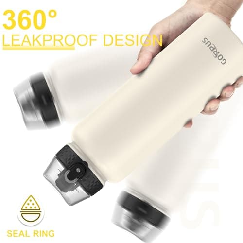 GOPPUS 1.2L/40oz Stainless Water Bottle with Straw Double Wall Insulated Bottles with Strap Large Vacuum Thermal Flask Leakproof Keep Cold Drinks Bottles with Flip Top Lid for Men Women BPA Free — view 3