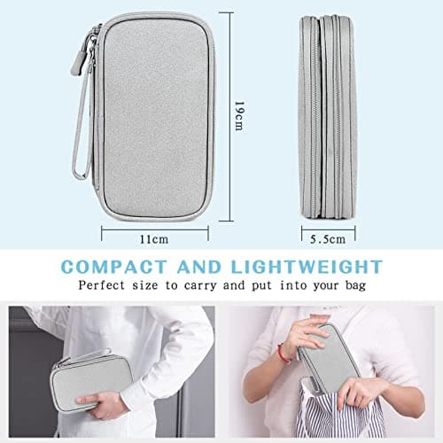 FYY Travel Cable Organiser, Electronics Accessories Bag, Waterproof Tech Storage Pouch, 2-Layer Universal Carry Case for Charger, Power Bank, USB Drive S-Grey — view 2
