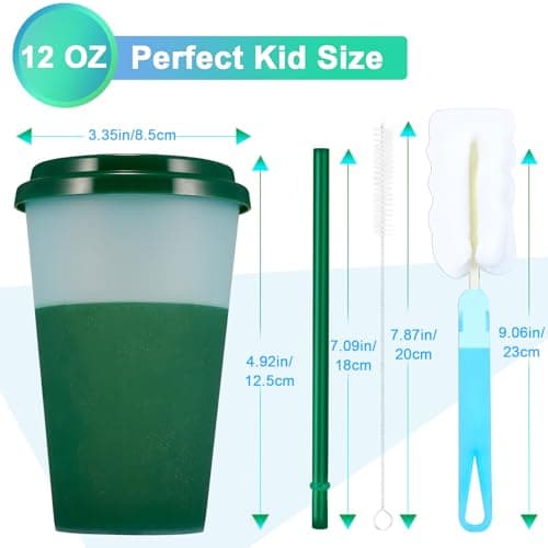 7 Pcs 12 oz Colour Changing Cups Reusable Tumblers with Lids and Straws — view 4