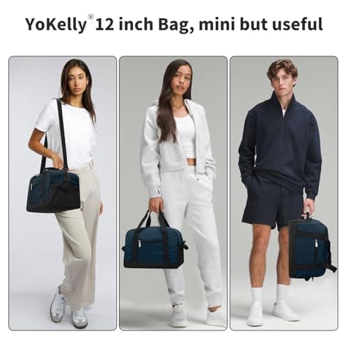 Small Gym Bag Carry On Bag - 12 inch Mini Duffle Bag Lightweight for Overnight Travel 30x20x20cm-Navy Blue — view 6