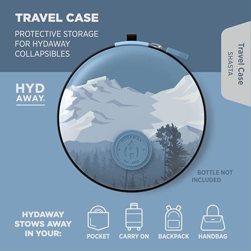 HYDAWAY Travel Case for Collapsible Bottles, Bowls & Cups - Protective Storage with Carabiner Clip - Durable, Water-Resistant, TSA-Friendly (Shasta) — view 2