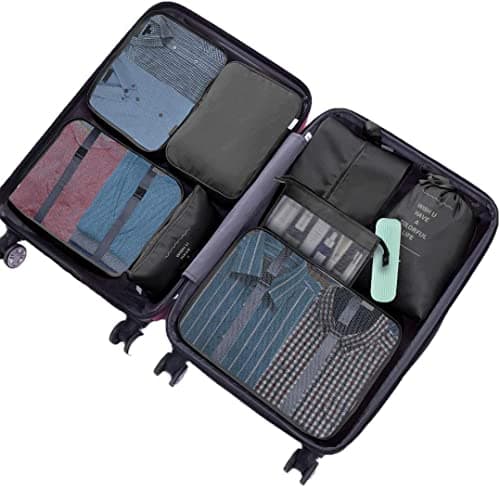 Packing Cubes for Suitcase,Geediar 9 PCS Travel Luggage Packing Organizers Waterproof Travel Essentials Bag Clothes Shoes Cosmetics Toiletries Storage Bags(e-Black) — view 6