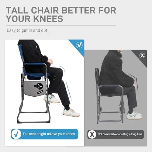 EVER ADVANCED 76CM Seat Height Tall Folding Camping Directors Chair — view 3