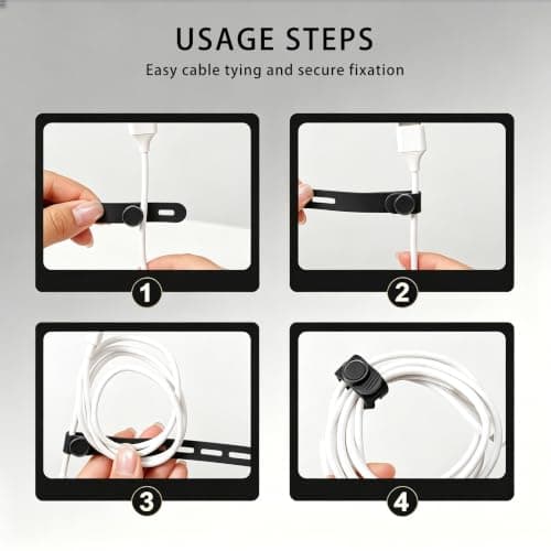 12 Pack Silicone Cable Ties, Reusable Adjustable Cable Straps, Black — view 5