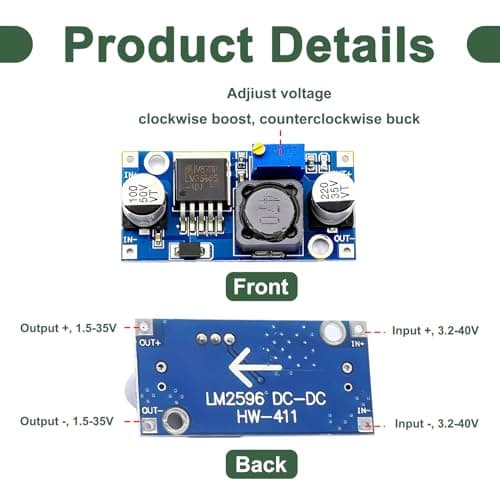 6 Pack DC to DC Voltage Regulator Buck Converter, Step Down Voltage Regulator 3.2V-40V Input to 1.25V-35V Output 3A Max High Efficiency Power Supply Module for DIY Electronics Projects — view 3
