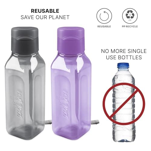 MILTON Sports Water Bottle Square Juice Box 4 Set 10 oz. Great for Juices Milk Smoothies Plastic Wide-Mouth Reusable Leak Proof Drink Bottle/Carton for School Bags Lunch Boxes Gym Flip Lid -BPA Free — view 5