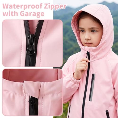 FILOWA Waterproof Raincoat Girls Hooded Rain Jacket, 10-11 years, Pink — view 4