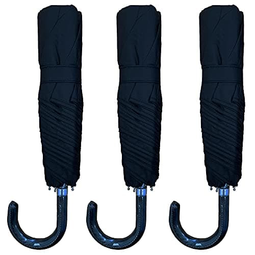 Expert Workwear 3 X Mini Travel Umbrella Pocket Handbag Folding Brolly for Men & Women - 3 PACK (Black)