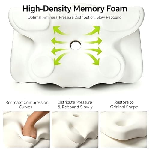 Cervical Memory Foam Pillow, Orthopedic Neck Support Contour Pillow for Side & Back Sleepers, Available in 7 cm and 12 cm Heights, Washable Cover — view 6