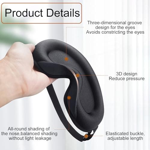 liuchanghe 100% Blackout Sleep Masks for Women & Men, Zero Eye Pressure Eye Mask for Sleeping, 3D Ultra Soft & Comfortable Blindfold for Sleep/Travel -EarPlugs Included — view 3