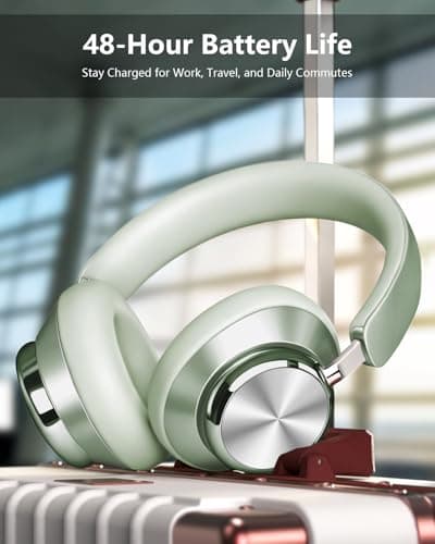Wentronic Y03 Bluetooth Headphones Wireless Active Noise Cancelling Over Ear Headphones 48 Hours Playtime 6 EQ Music Mode High Sound Quality Headphones with Soft Ear Cushion - Green — view 3