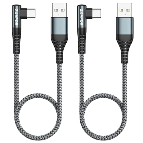 ZKAPOR Short USB C Charger Cable, 2Pack 30CM Right Angle USB C Cable