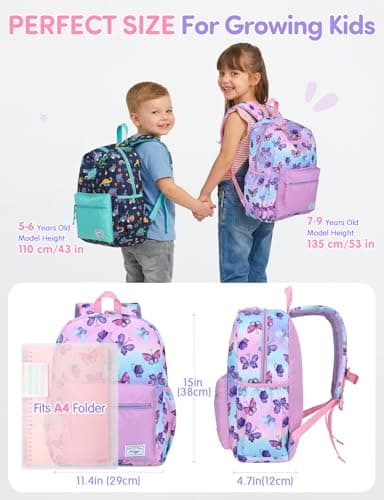 Kasgo Kids Backpack for Girls, School Bag Ages 6-9, Butterfly — view 2