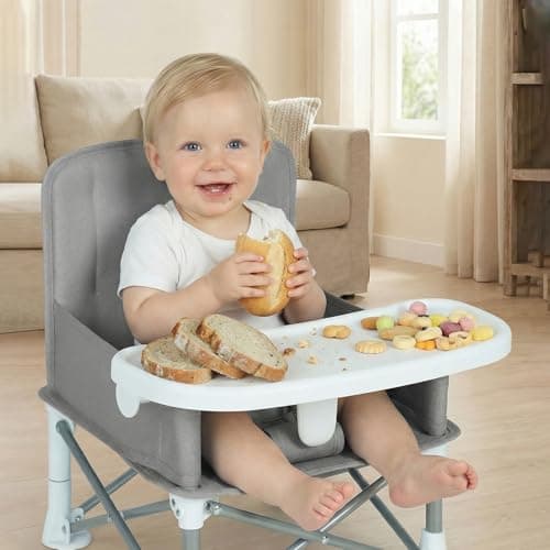 MFSLOVE Portable Booster Seat with Feeding Tray for Babies Toddler Booster Seat for Dining Baby Feeding Seat Baby Camping Chair,Travel Chair for 6 Months to 3 Years — view 3
