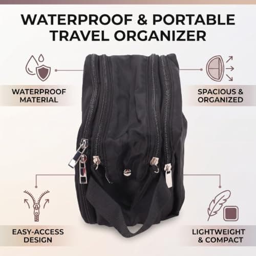 SIXRUN Toiletry Bag with Double Opening, 6.88oz (Black) — view 5